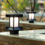 Modern Minimalist Outdoor Pillar Light in Sand Black Aluminum