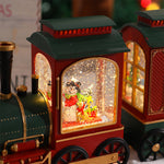 Nordic Christmas Train Table Lamp with Santa and Snowfall Effect