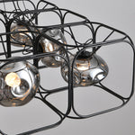 Nordic Square Cage Chandelier – Modern Linear LED Pendant Light