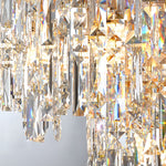 Tiered Crystal Chandelier Modern Gold Waterfall Ceiling Light