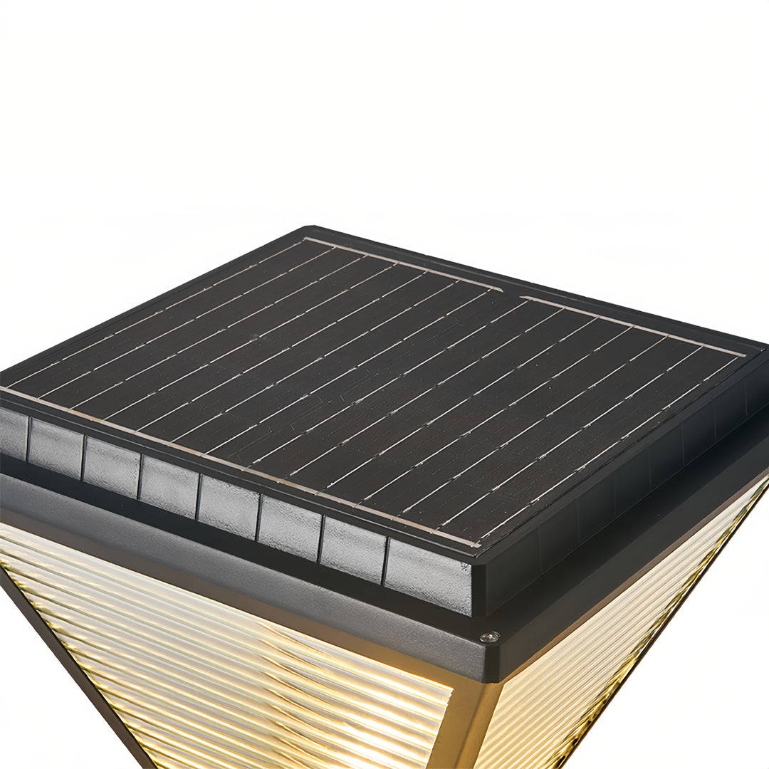 Modern Outdoor Pillar Light with LED Warm Glow, Black Aluminum