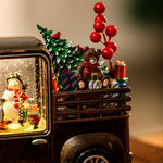 Nordic Gold Resin Table Lamp with Snowfall Scene