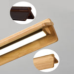 Linear Wood LED Pendant Light with White PVC Shade, Minimalist Dining Room Fixture