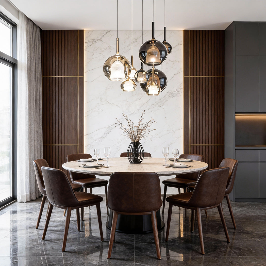 Nordic Hand-Blown Glass Ball Pendant Light for Dining Room & Living Room