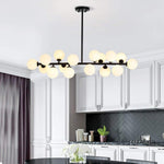 Modern Gold Kitchen Island Light 16 Light Linear Iron Global Glass Ceiling Lights Fixture 48W 110V Hardwired Indoor