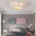 Aurelia Round Feather LED Flush Mount Ceiling Light – Nordic-Inspired Ambient Illumination