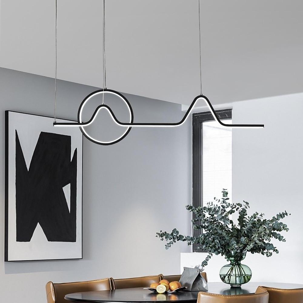 Modern LED Pendant Light with Geometric Wave Design for Dining Room and Kitchen Island