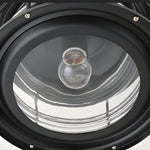 Coastal Semi Flush Ceiling Light in Wrought Iron with Clear Glass Shade