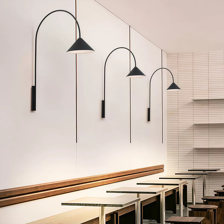 Modern Black Iron Wall Sconce with Glass Shade for Bedroom and Living Room