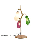 French Art Deco Colored Glass Table Lamp with Brass Accents