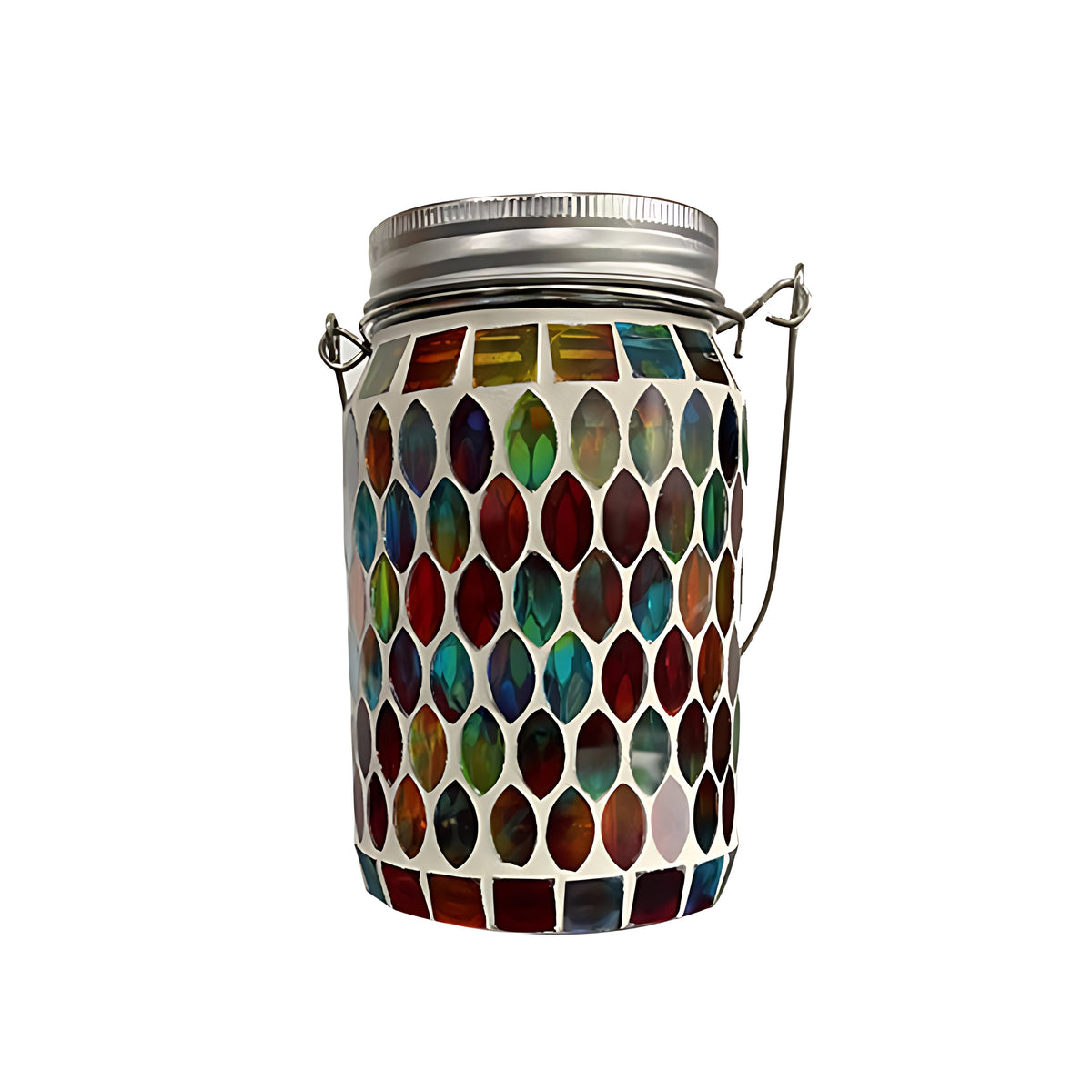 Artisan Solar Glass Mosaic Lantern for Garden and Patio