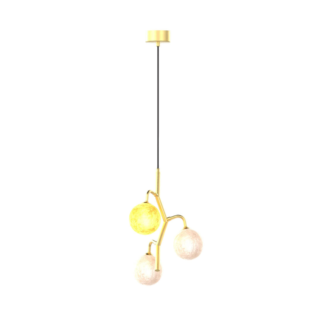 Modern Colored Glass Chandelier with Gold Metal Frame, Vintage-Inspired Designer Ceiling Light