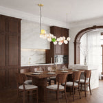 Modern Colored Glass Chandelier with Gold Metal Frame, Vintage-Inspired Designer Ceiling Light