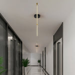 Linear LED Semi Flush Mount Ceiling Light in Black and Brass