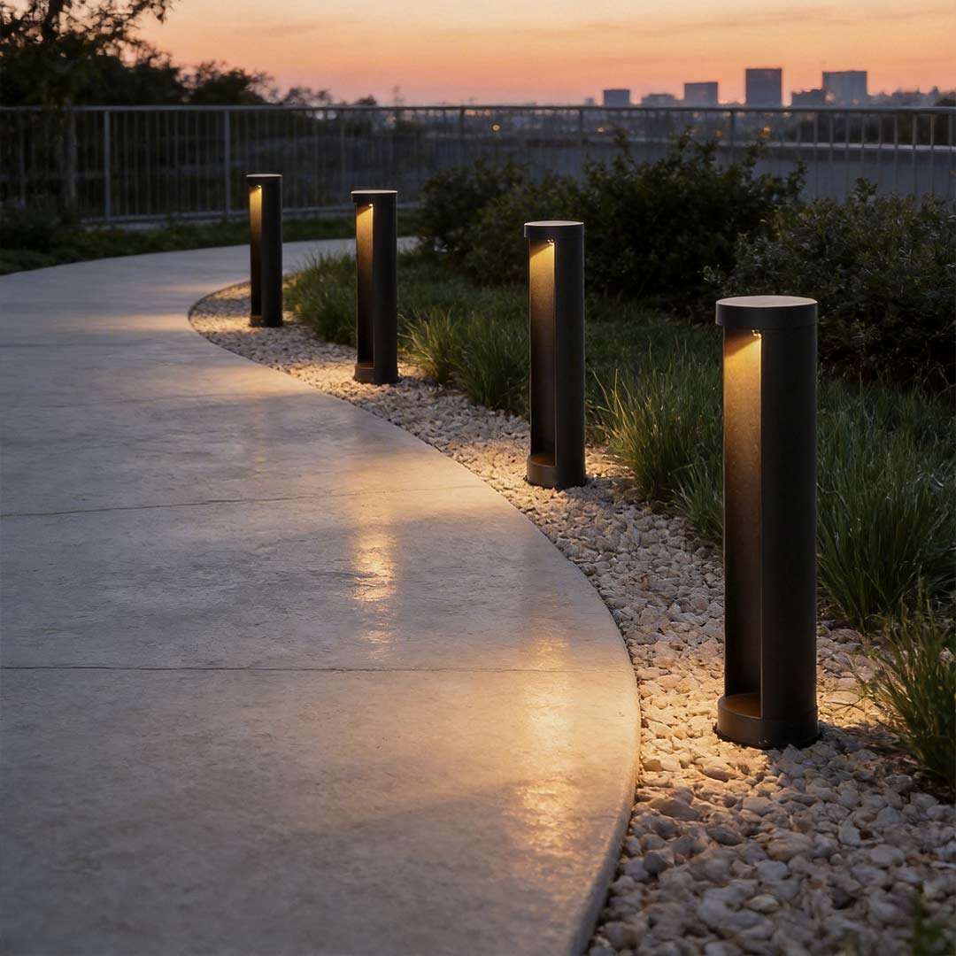 Modern Cylindrical LED Bollard Lights for Pathways & Landscapes