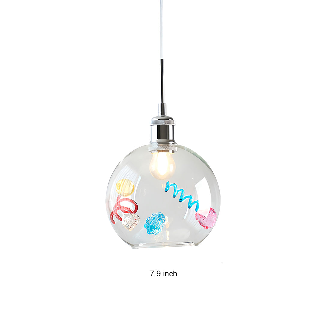 Art Deco Colored Glass Globe Pendant Light, Modern Minimalist Ceiling Lamp