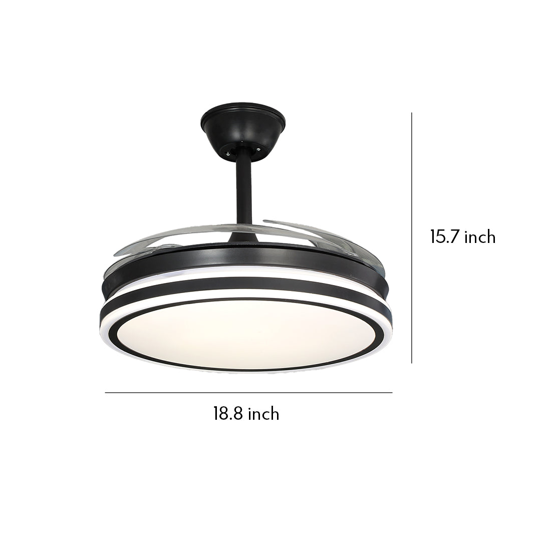 Noir All-Copper Ceiling Fan with Dimmable LED Light and Remote