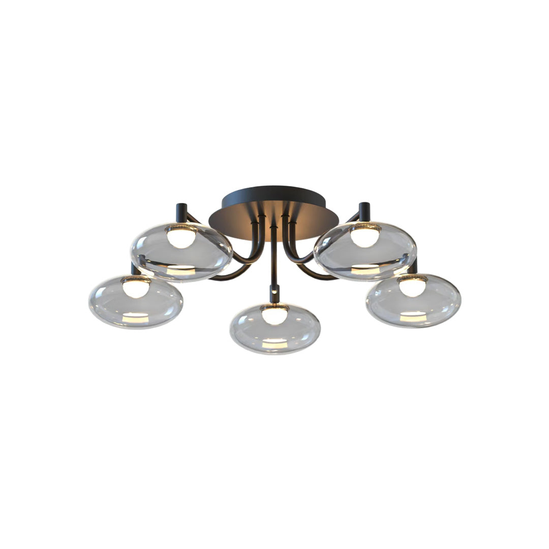 Lumina Glass Flush Mount Ceiling Light — Modern LED Fixture in Black