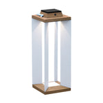 Modern Wooden Outdoor Lantern with Solar Charging and Warm LED Glow
