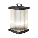 Ripple Glass Solar Lanterns for Garden, Modern Black Outdoor Lighting