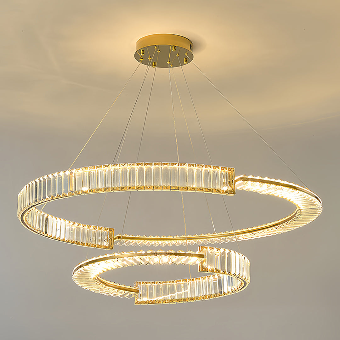 Modern Gold Crystal Ring Chandelier with LED Dimmable Lighting