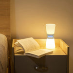 White Hourglass Table Lamp with Gravity Sensor and Warm LED Glow