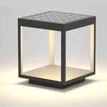 Open Frame LED Solar Post Light – Modern Square Pier-Mounted Outdoor Lantern