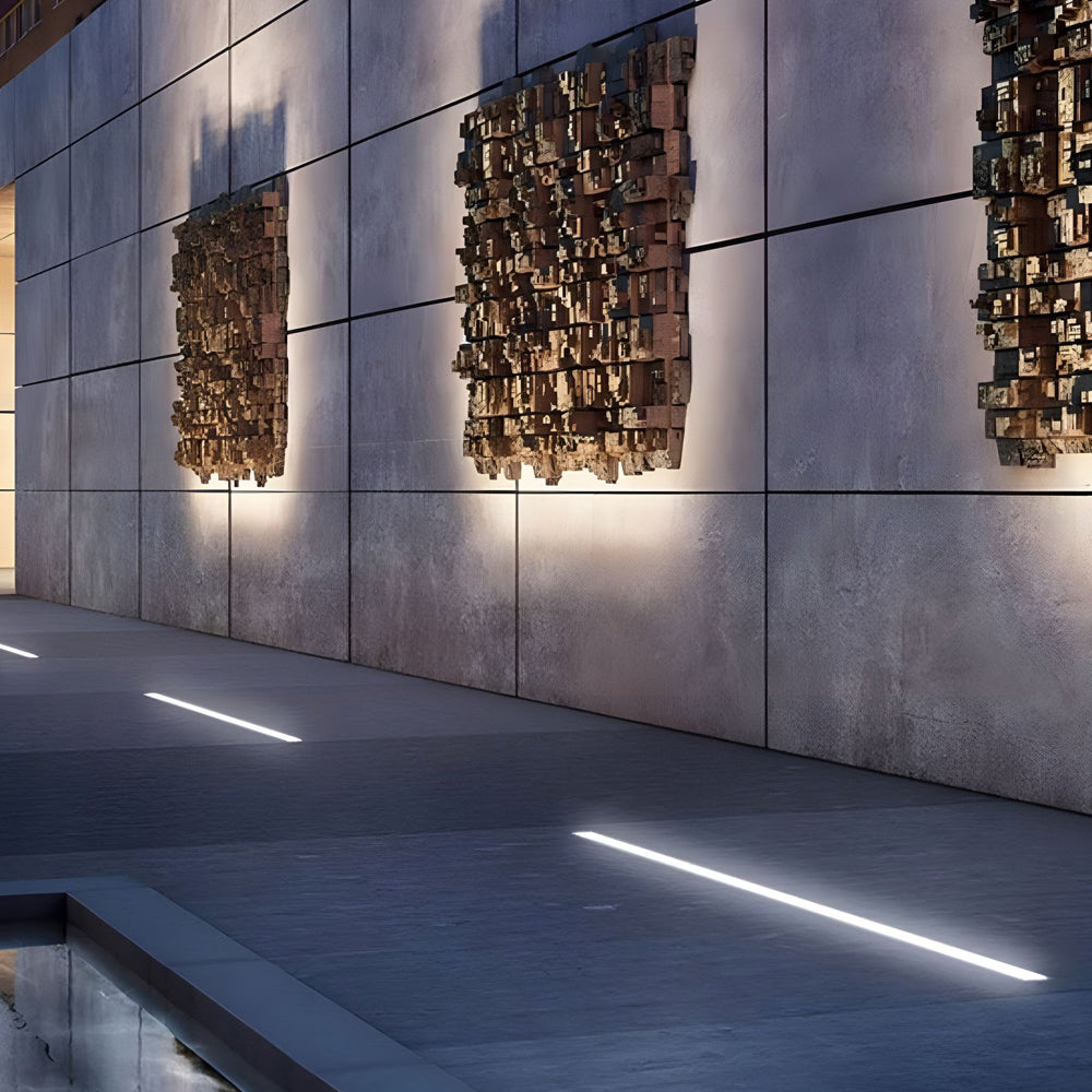 Linear LED Step Light in Stainless Steel and Glass, Minimalist Waterproof Outdoor Fixture