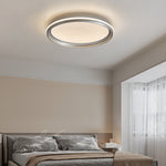 Lumina Silver LED Flush Mount Ceiling Light with White Acrylic Shade
