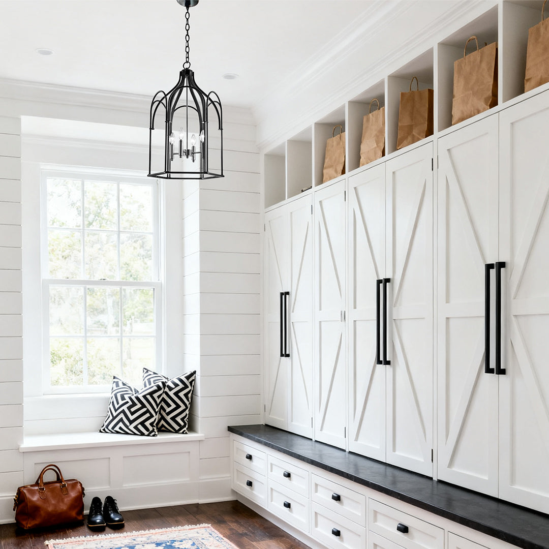 Artisan Iron Lantern Chandelier with Candle Bulbs for Vintage Interiors