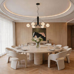 Modern Black Chandelier with White Glass Shades for Dining Room and Living Room