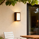 Modern Outdoor Wall Sconce with Integrated LED – Minimalist Black Aluminum Fixture