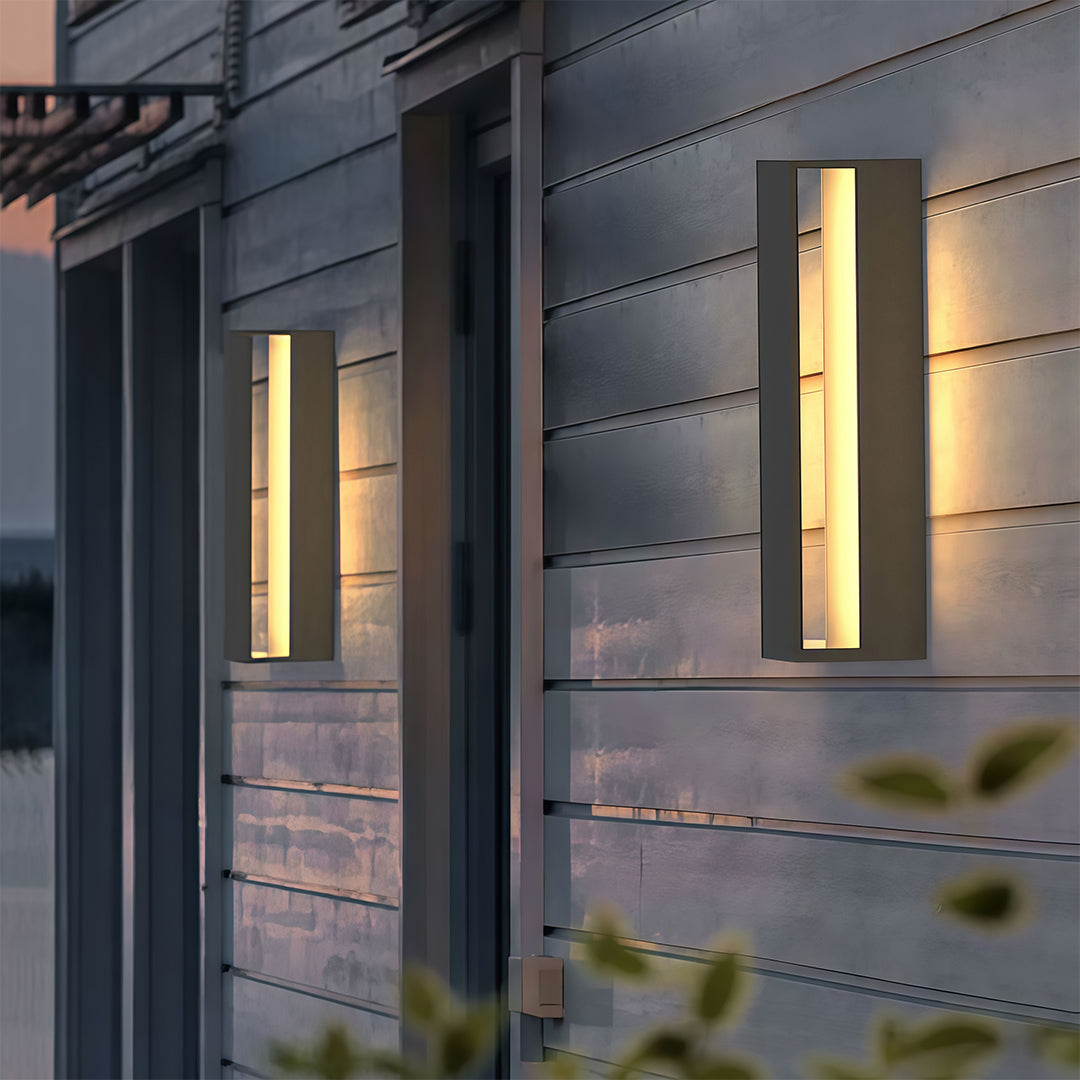 Modern Outdoor Wall Sconce in Matte Black Stainless Steel with Warm LED Light