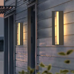 Modern Outdoor Wall Sconce in Matte Black Stainless Steel with Warm LED Light
