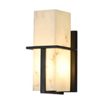 Outdoor Wall Sconce with Faux Marble Shade in Black Stainless Steel