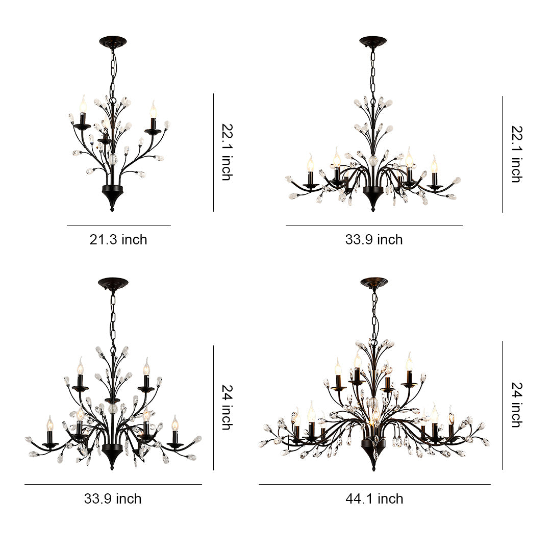 Lumière Cascade Crystal Candle Chandelier with LED Candelabra Bulbs