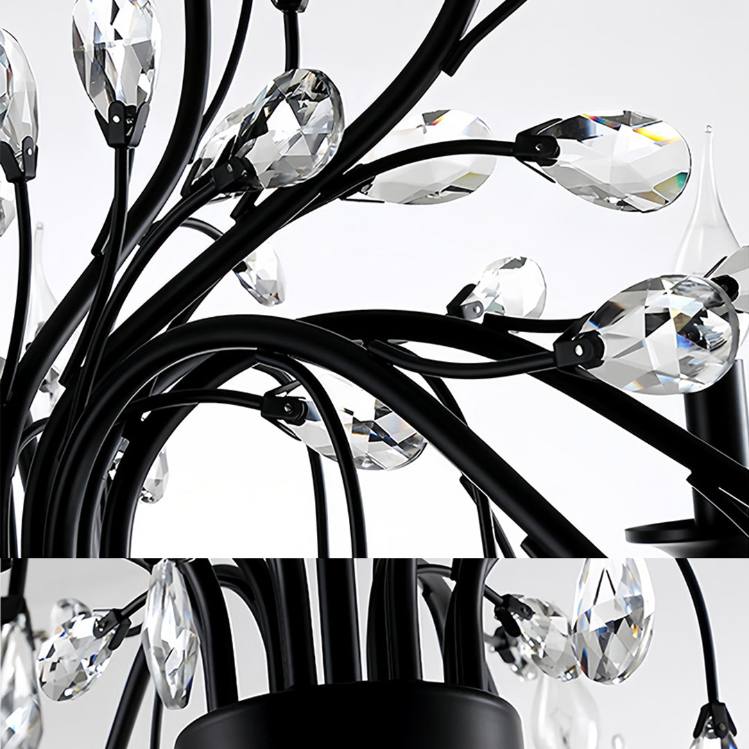 Lumière Cascade Crystal Candle Chandelier with LED Candelabra Bulbs