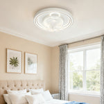 Modern White Ceiling Fan with Dimmable LED Light, 7-Blade Flush Mount