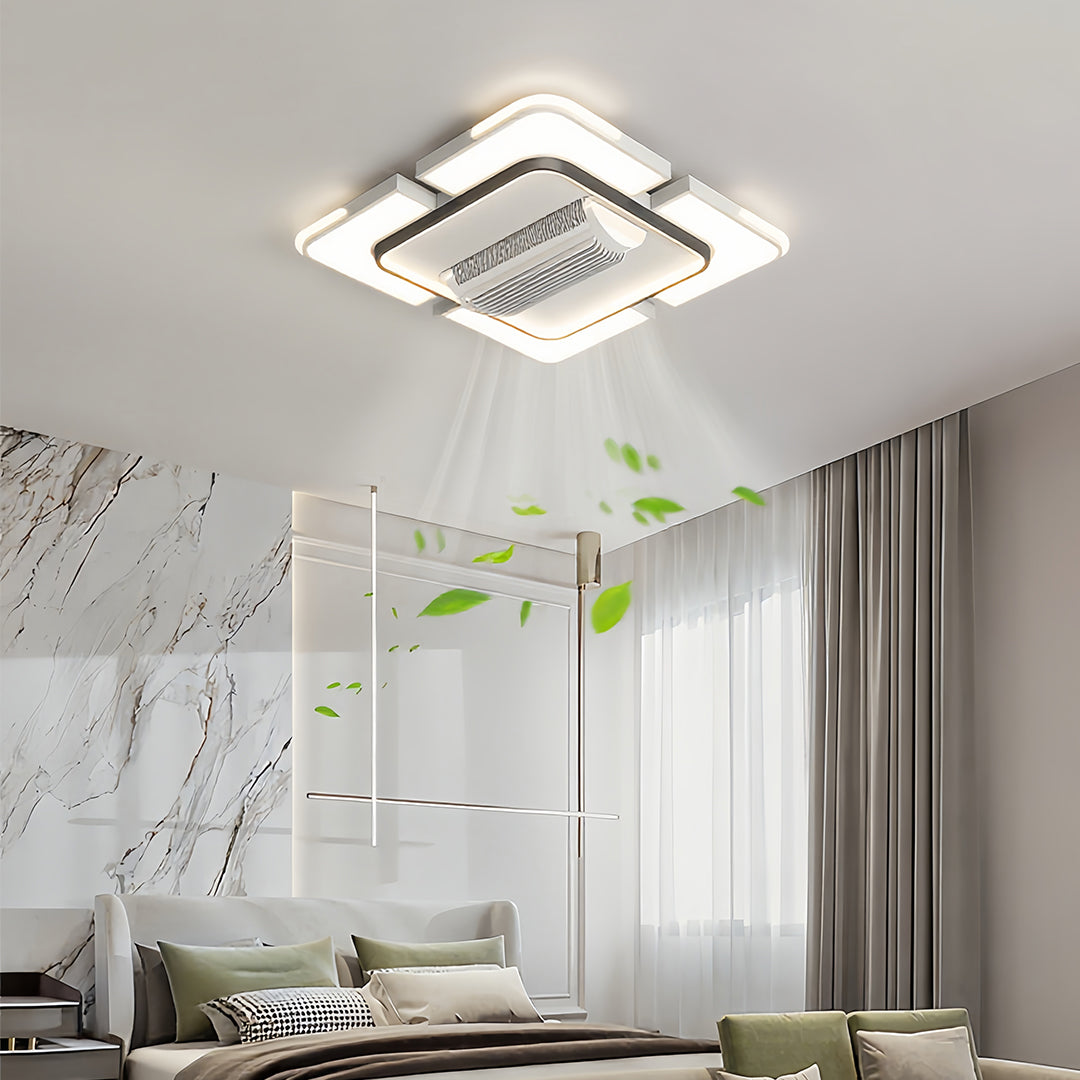 Bladeless Ceiling Fan with Full Spectrum LED Light – Modern Flush Mount