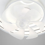 Modern White Ceiling Fan with Dimmable LED Light, 7-Blade Flush Mount