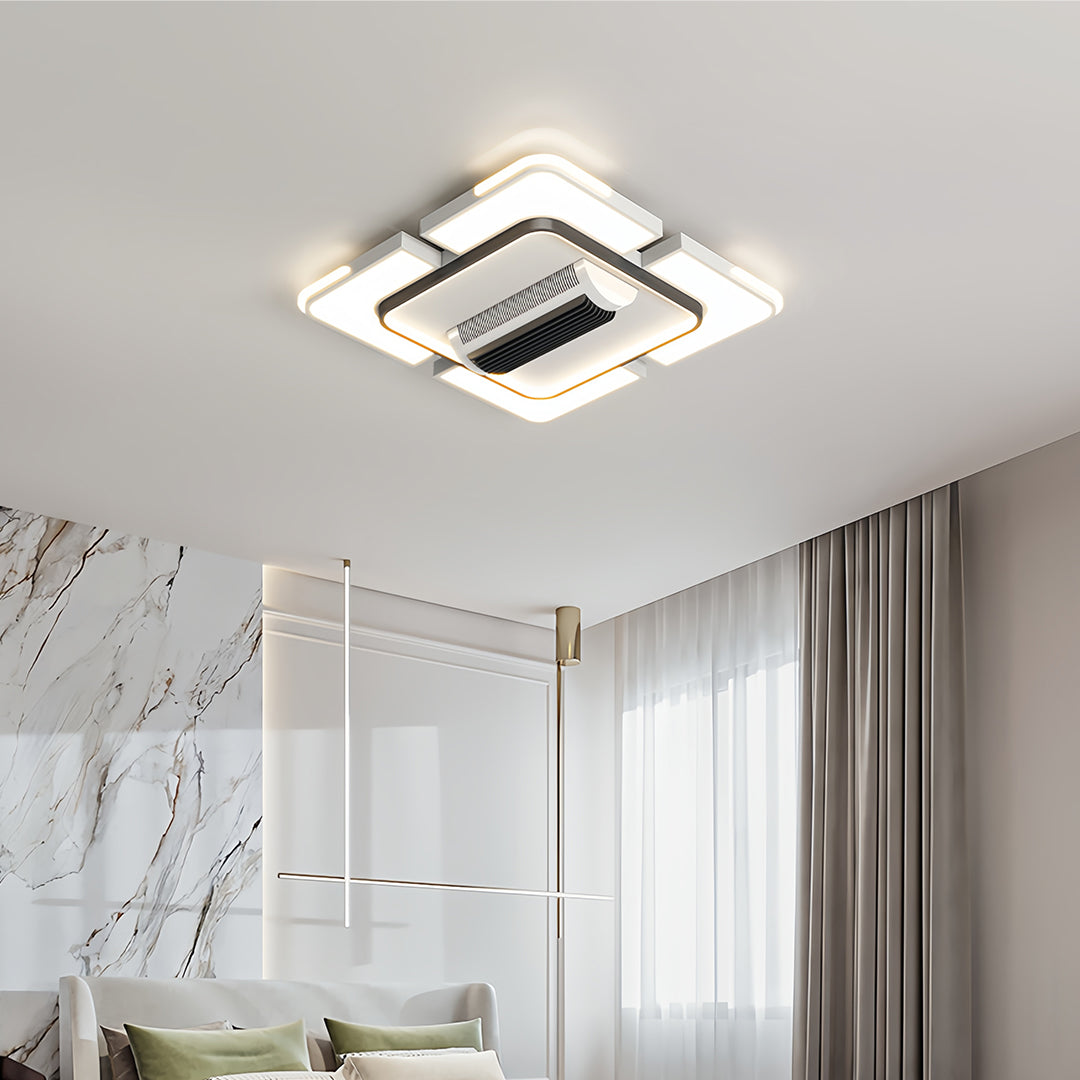 Bladeless Ceiling Fan with Full Spectrum LED Light – Modern Flush Mount