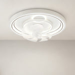 Modern White Ceiling Fan with Dimmable LED Light, 7-Blade Flush Mount