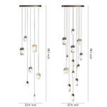 Luxury Full Copper Crystal Staircase Chandelier with Adjustable Chain