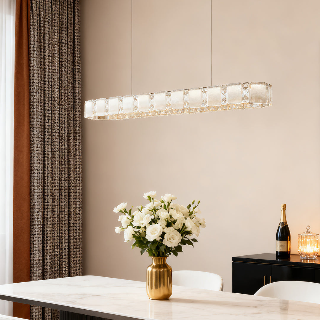 Italian Crystal Chandelier in Chrome Finish, Modern LED Hanging Light