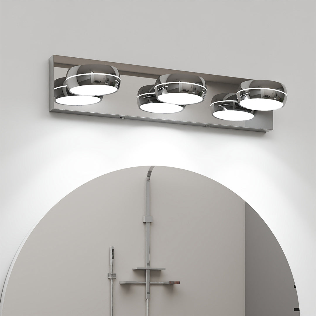 Chrome LED Vanity Light for Bathroom Mirror, Modern Minimalist Wall Mount