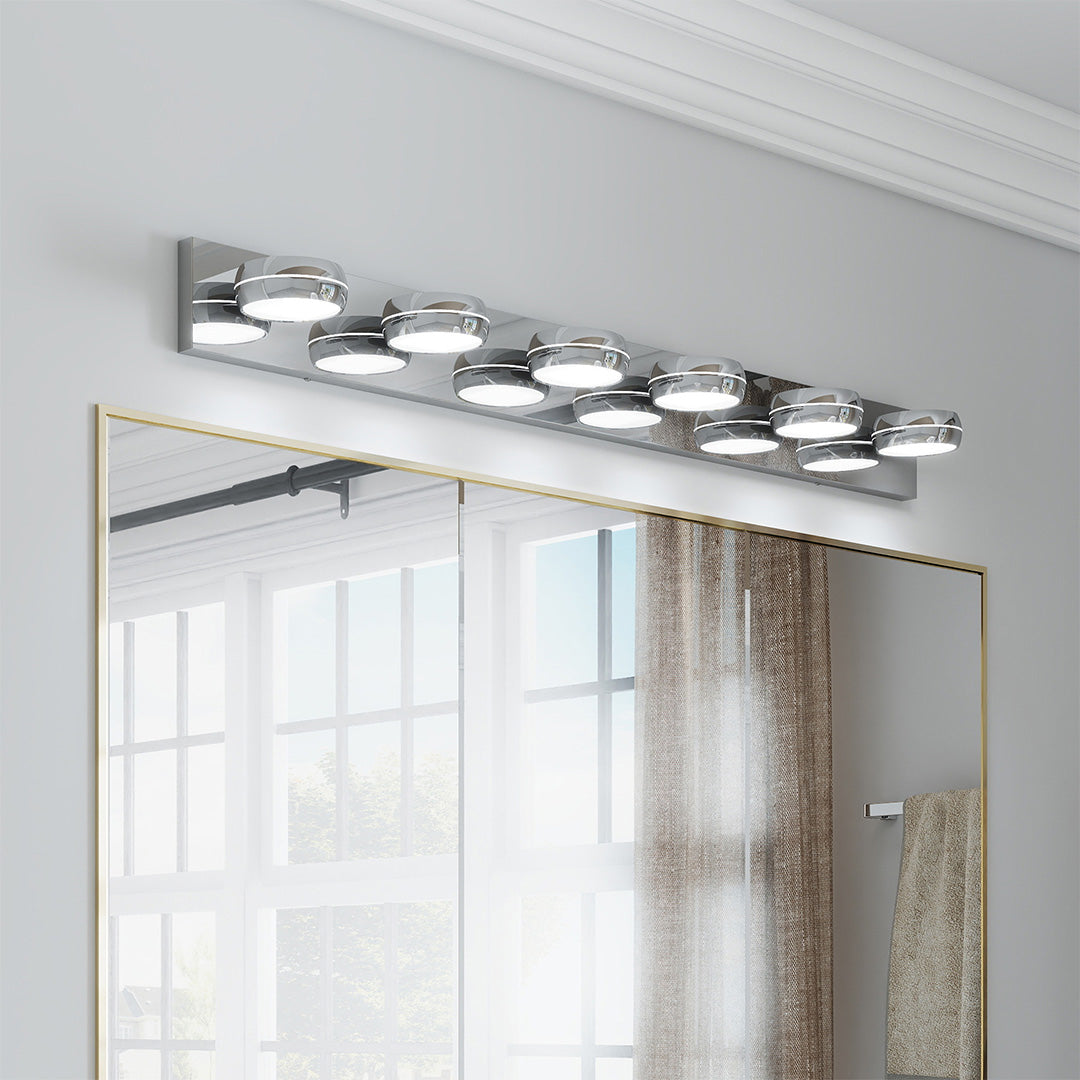 Chrome LED Vanity Light for Bathroom Mirror, Modern Minimalist Wall Mount