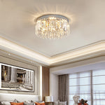 Lumina Crystal Flush Mount Ceiling Light – Modern Round Stainless Steel Fixture