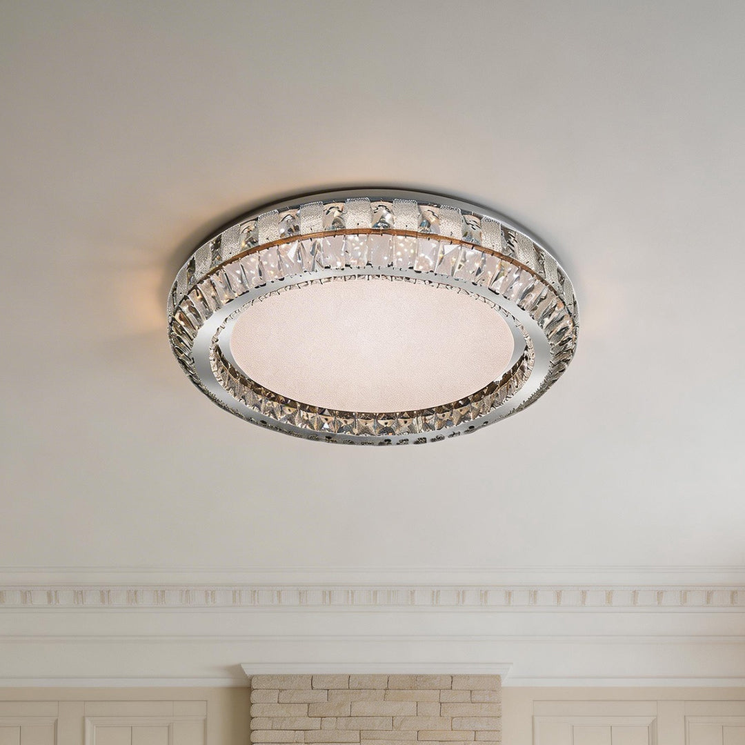 Lumina Crystal Flush Mount Ceiling Light – Contemporary LED Linear Fixture