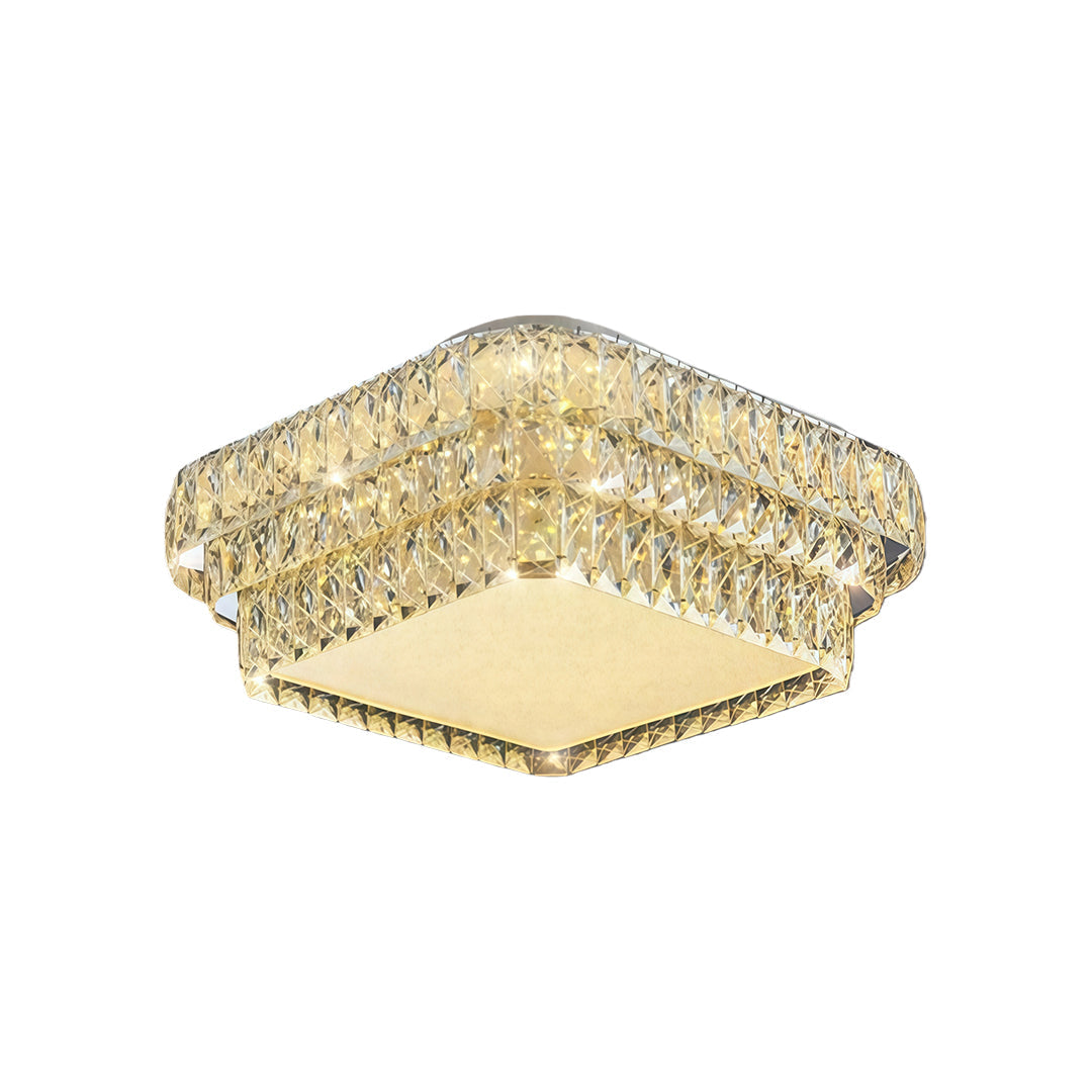 Crystal Flush Mount Ceiling Light with Chrome Frame and LED Illumination