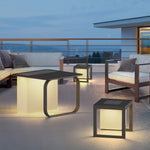 Solar-Powered Floor Lamp with Side Table – Modern Outdoor Lighting